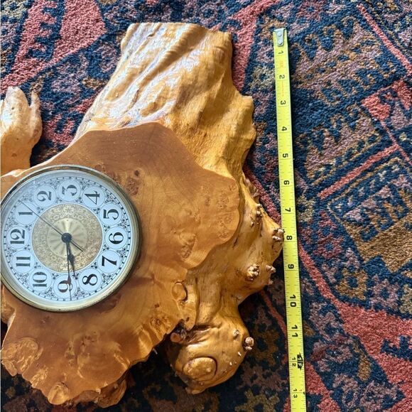 MCM Vintage Burl Wood Wall Clock made in Germany - Picture 3 of 7